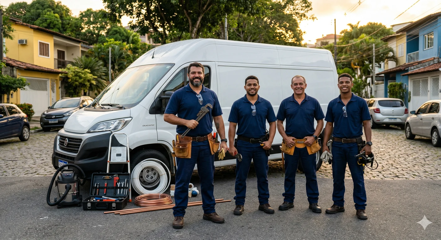 Equipe de bombeiros hidráulicos profissionais da BH Bombeiro em Belo Horizonte