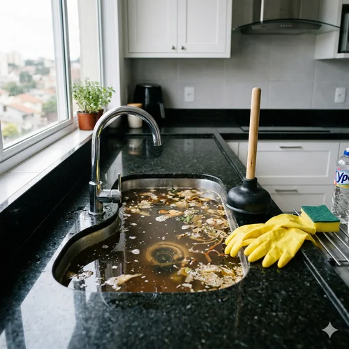 Parede com sinais de vazamento, umidade e mofo em apartamento